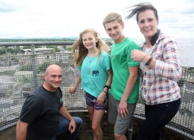 A family at the top of St Canice's round tower