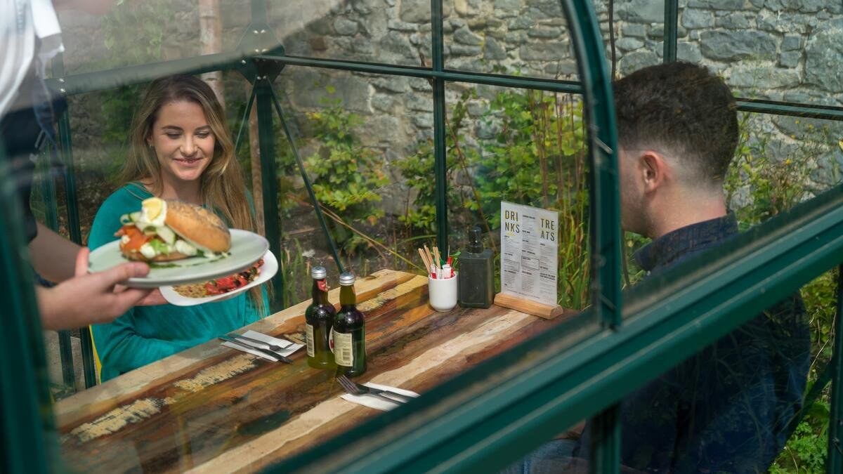 Two people enjoying lunch at Muse Cafe, Kilkenny