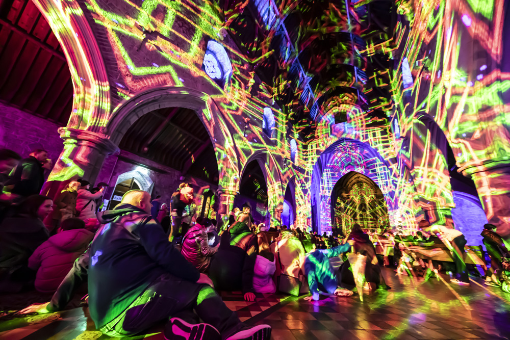 Visitors enjoying Luxmuralise at St Canices Cathedral
